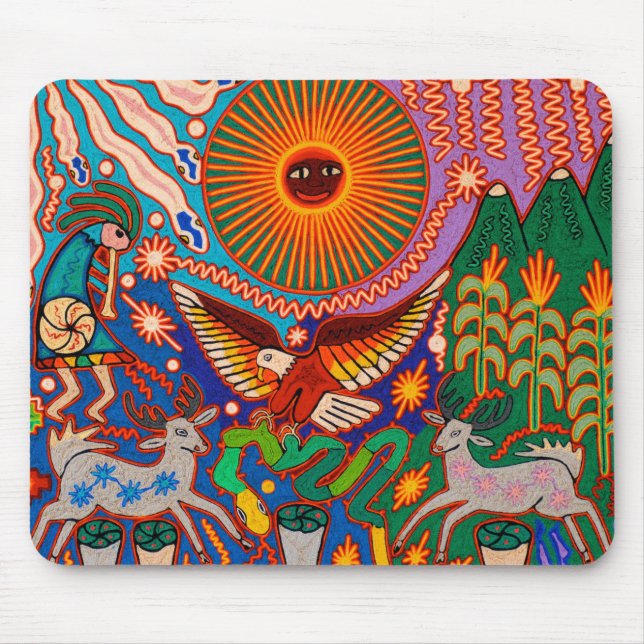 Oaxaca Mexico Maya Tribal Art Boho Reisen Mousepad (Vorne)