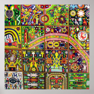 Oaxaca Mexico Maya Tribal Art Boho Reisen Poster