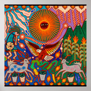 Oaxaca Mexico Maya Tribal Art Boho Reisen Poster