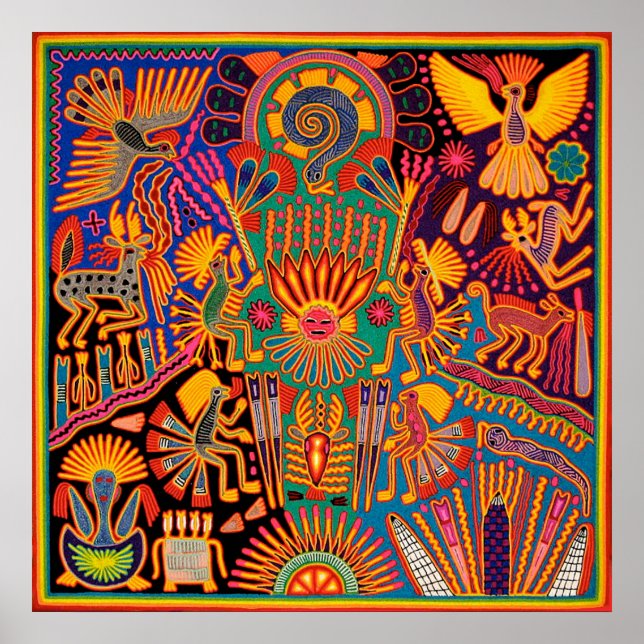 Oaxaca Mexico Maya Tribal Art Boho Reisen Poster (Vorne)