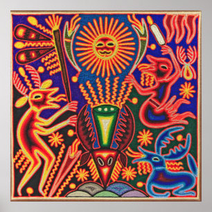 Oaxaca Mexico Maya Tribal Art Boho Reisen Poster