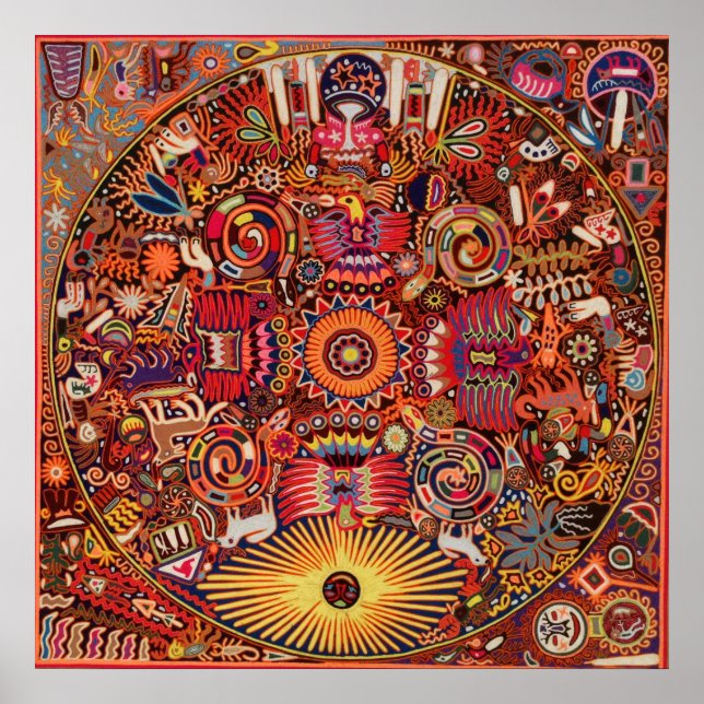 Oaxaca Mexico Maya Tribal Art Boho Reisen Poster (Vorne)