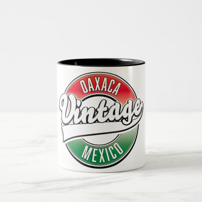 Oaxaca mexico Vintages Logo. Zweifarbige Tasse (Mittel)
