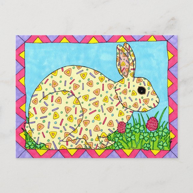 Oaxacan Bunny in Clover Postkarte (Vorderseite)