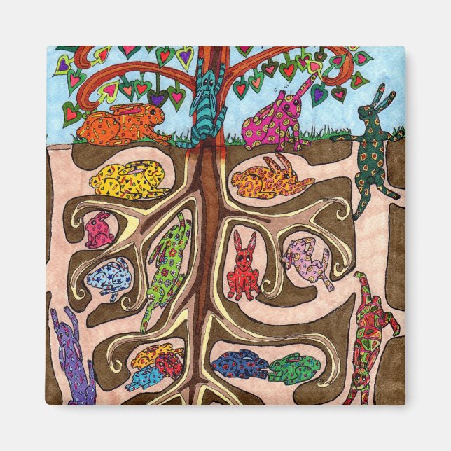 Oaxacan Bunny Tree of Life Magnet (Vorne)