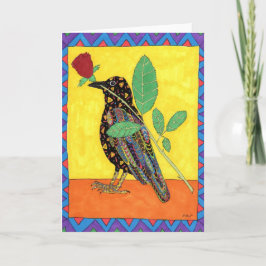 Oaxacan Crow mit Rote Rose Karte