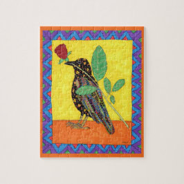 Oaxacan Crow & Rose Mexikanische Volkskunst Puzzle