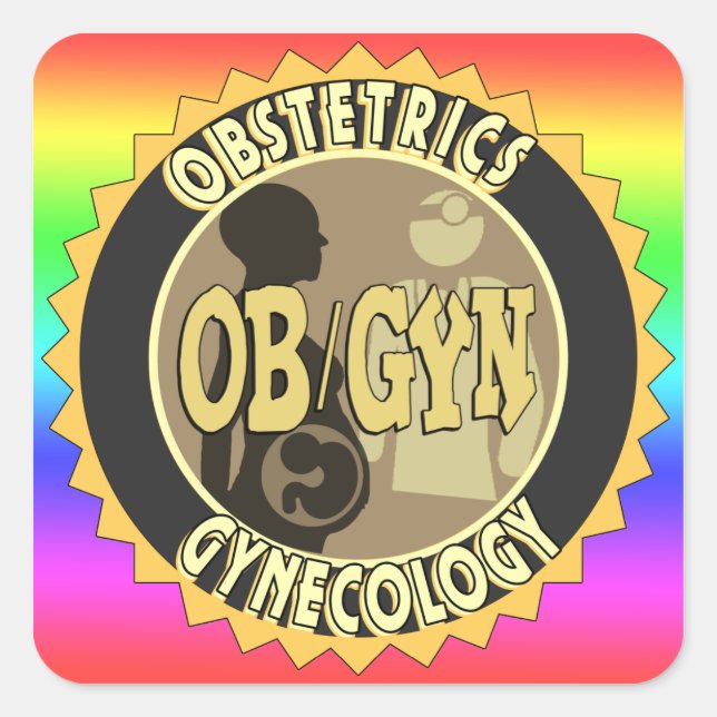 OB/GYN-ABZEICHEN - DOKTORLOGIE QUADRATISCHER AUFKLEBER (Vorderseite)