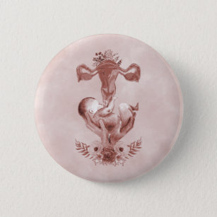 Ob/Gyn Midfrau Floral Kindgeburt Cervix Ovarien Button