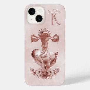 Ob/Gyn Midfrau Floral Kindgeburt Cervix Ovarien Case-Mate iPhone 14 Hülle