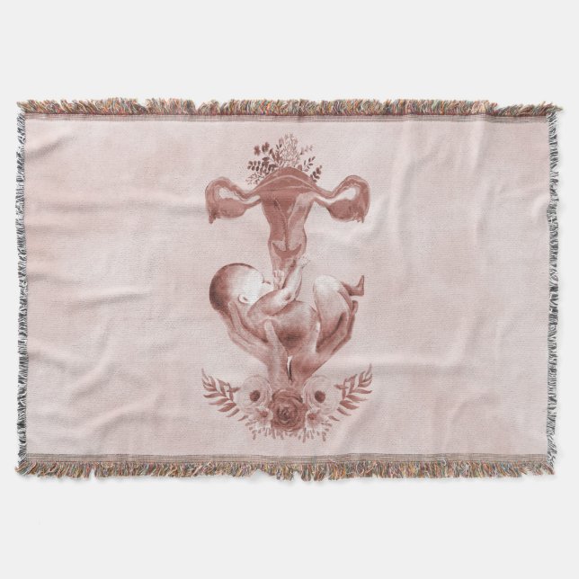 Ob/Gyn Midfrau Floral Kindgeburt Cervix Ovarien Decke (Vorderseite)