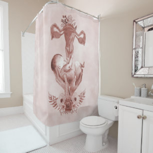 Ob/Gyn Midfrau Floral Kindgeburt Cervix Ovarien Duschvorhang