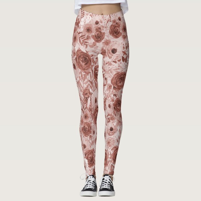 Ob/Gyn Midfrau Floral Kindgeburt Cervix Ovarien Leggings (Vorderseite)