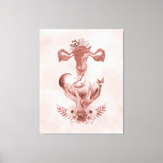 Ob/Gyn Midfrau Floral Kindgeburt Cervix Ovarien Leinwanddruck