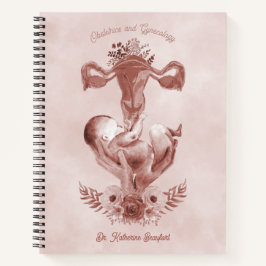 Ob/Gyn Midfrau Floral Kindgeburt Cervix Ovarien Notizbuch