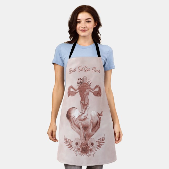Ob/Gyn Midfrau Floral Kindgeburt Cervix Ovarien Schürze (Getragen)