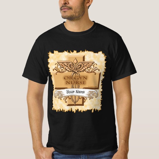 Ob Gyn Nurse cross Caduceus T-Shirt (Vorderseite)