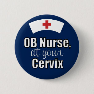 OB Krankenschwester an Ihrem Hals-Marine-Blau Button