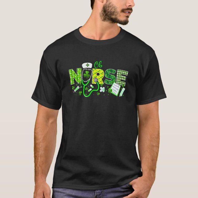 Ob Nurse St Patricks Day Liebe Stethoscope Rn Nurs T-Shirt (Vorderseite)