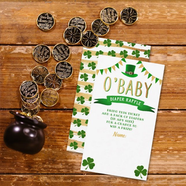 O'Baby St. Patrick's Day Baby Shower Diaper Raffle Begleitkarte (Von Creator hochgeladen)