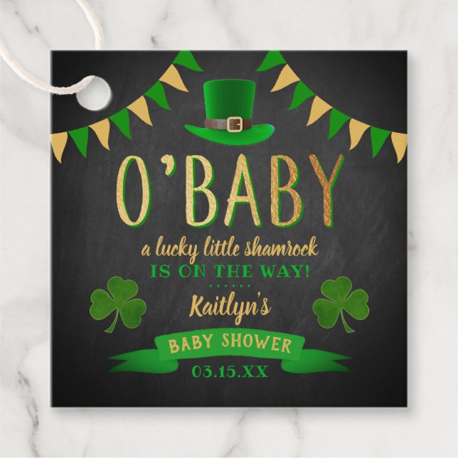 O'Baby St. Patrick's Day Baby Shower Geschenkanhänger (Vorderseite)