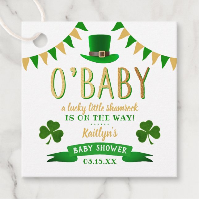 O'Baby St. Patrick's Day Baby Shower Geschenkanhänger (Vorderseite)