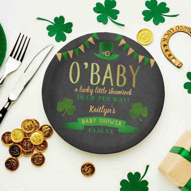 O'Baby St. Patrick's Day Baby Shower Pappteller (Von Creator hochgeladen)
