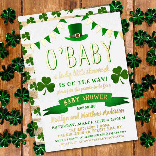 O'Baby St. Patrick's Day Baby Shower Real Folieneinladung