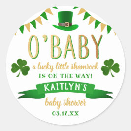 O'Baby St. Patrick's Day Baby Shower Runder Aufkleber