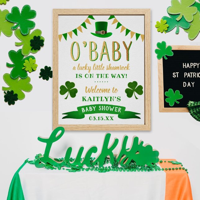 O'Baby St. Patrick's Day Baby Shower Willkommen Poster (Von Creator hochgeladen)