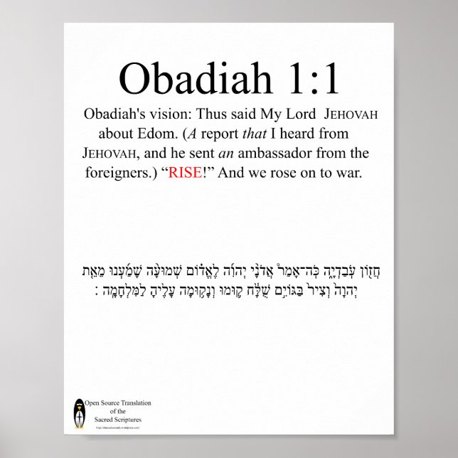 Obadiah 1:1 Poster (Vorne)