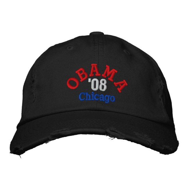 Obama '08 Chicago Hat Bestickte Baseballkappe (Vorderseite)