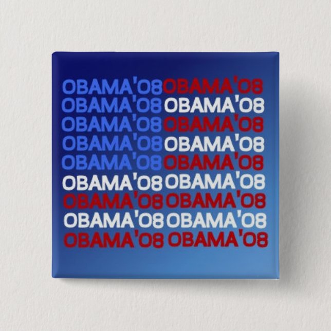 OBAMA; 08 FLAGGE quadratischer Knopf Button (Vorderseite)