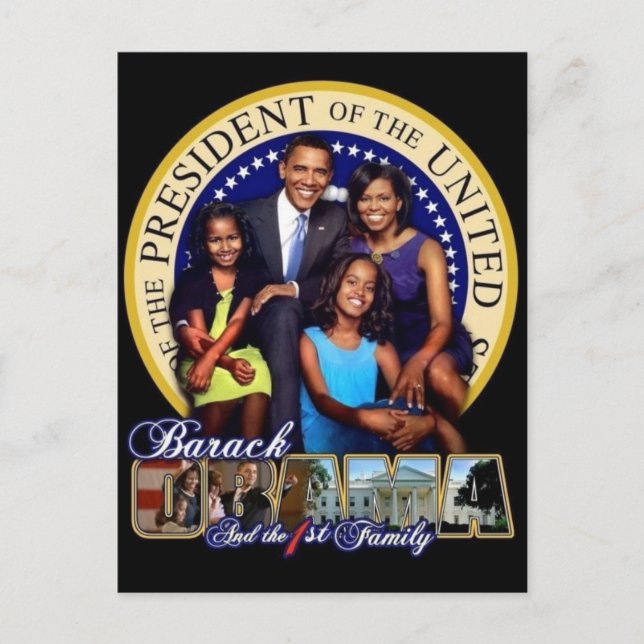 OBAMA-1ST FAMILY-Postkarte Postkarte (Vorderseite)