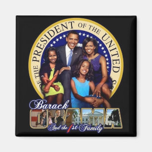 OBAMA-1ST FAMILY-Square Magnet