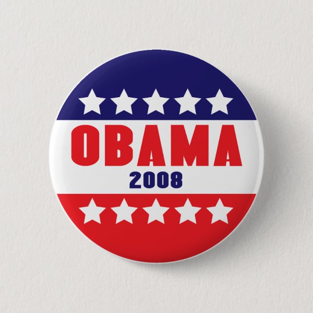 Obama 2008 Sterne u. Stangen-Knopf 61017 Button (Vorderseite)