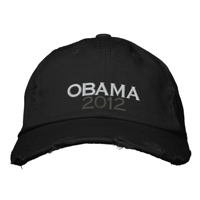 OBAMA 2012 gestörte Chino Twill Cap Bestickte Baseballkappe (Vorderseite)