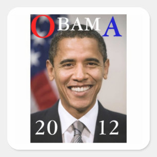 OBAMA 2012 QUADRATISCHER AUFKLEBER