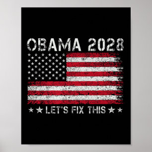 Obama 2028 Retro Vintage Flag USA Patriotisch Poli Poster