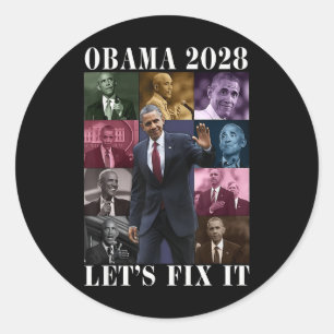 Obama 2028 Wähle Obama Zum Präsidenten 2028 Retro Runder Aufkleber