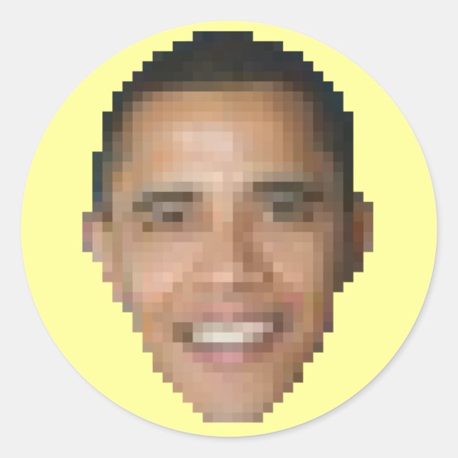 Obama (8-Bit) Runder Aufkleber (Vorderseite)