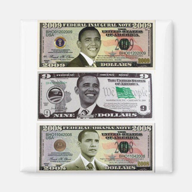Obama 9 Dollar Bill Magnet (Vorne)