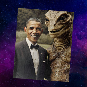 Obama Alien Treffen Vintager Foto Verschwörung Puzzle