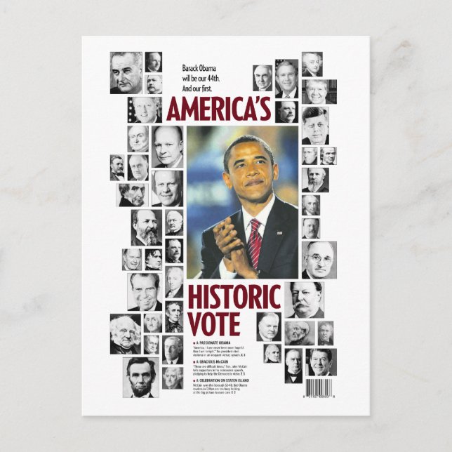 Obama: Amerikas historische Wahlkarte Postkarte (Vorderseite)
