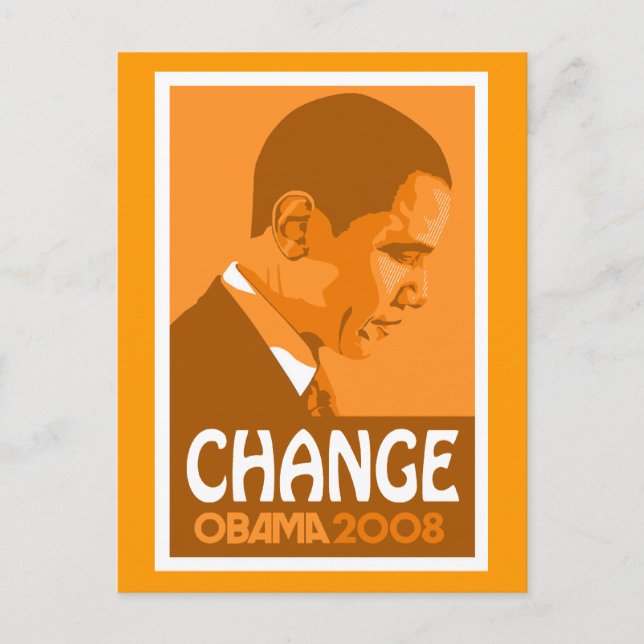 Obama - ändern Sie dunkelorangefarbige Postkarte (Vorderseite)