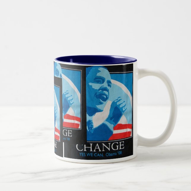 Obama-Änderungs-Collage Zweifarbige Tasse (Rechts)