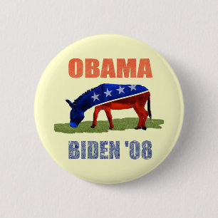 Obama Biden '08 Demokratischer Knopf Pin Button