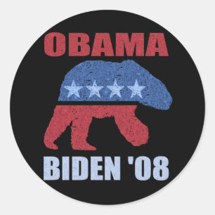 Obama Biden '08 Eisbär-Aufkleber Demokrat Runder Aufkleber