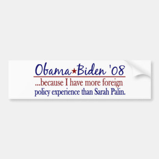 Obama Biden (Außenpolitik Anti-Palin) Autoaufkleber
