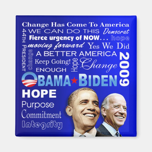 Obama Biden Collage Magnet (blau) (Vorne)